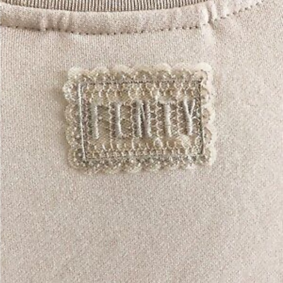 Fenty x Puma | Oversized Crop Beige Sweatshirt With Ruffled Trim Athleisure - Picture 13 of 16